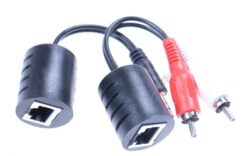 87859 STEREO AUDIO EXTENDER RJ45 BUCHSE ZU 3,5MM KLINKENSTECKER UND RJ45 BUCHSE ZU 2X CINCH STECKER CAT.5 BIS 50M SET 2 STÜCK