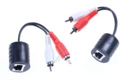87857 STEREO-AUDIO-EXTENDER RJ45 BUCHSE ZU 2X CINCH-STECKER CAT.5 BIS 50M SET 2 STÜCK