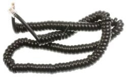 TELEFOONSNOER RJ10, 4P/ 4C,  4,0MTR. ZWART,  SPIRAAL