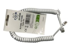 TELEFOONSNOER RJ10, 4P/ 4C,  2,0MTR. WIT,  SPIRAAL