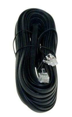 TELEFOONSNOER RJ12, 6P/ 6C,  10MTR. ZWART,  1:1