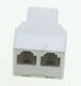 WESTERN-SPLITTER RJ11, 6P/ 4C,  WIT,  STEKER -> 2 X CONTRA