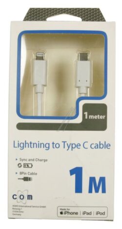 LIGHTNING - USB-C LAADKABEL/ DATAKABEL 1,0M WIT MET MFI LICENTIE