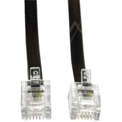 TELEFOONSNOER RJ11, 6P/ 4C,  10MTR. ZWART,  1:1