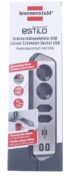 ESTILO 1153590410 WANDCONTACTDOOS MET USB-LAADFUNCTIE 4-VOUDIG 2X AARDE,  2X EURO ZILVER/ ZWART,  2M,  H05VV-F 3G1,5