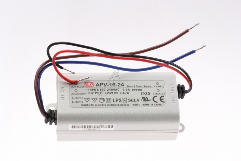 24V-16W APV-16-24 STANDAARD AC/ DC (CV) LED-TRAFO 90-264VAC /  24VDC-0,67A