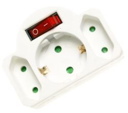 AS 3W 27369 3-WEG COMBI-ADAPTER M. SCHAKELAAR,1 X RA + 2 X EURO
