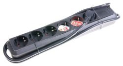 ECO-LINE 1159400015 TAFELCONTACTDOOS 6-VOUDIG ZWART + SNOER 1,5MTR.