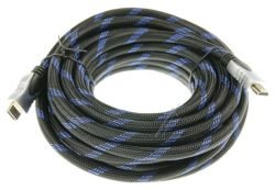 HDMI KABEL MET METALEN STEKERS EN ZWART/BLAUW  10M