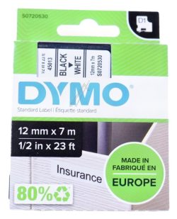 S0720530 LABELBAND ZWART/WIT 12MM/7M DYMO D1-BAND