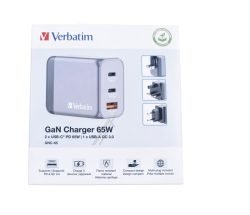 GNC-65 32201 GAN LADER 65W 2X USB-C, 1X USB-A, PD, QC, PPS, EU/UK/US