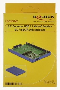 2,5" KONVERTER 62731 USB 3.1 MICRO-B BUCHSE > M.2 / MSATA MIT GEHÄUSE
