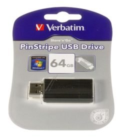 49065 USB DRIVE 2.0 PINSTRIPE 64GB ZWART