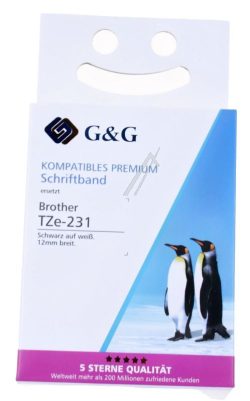 14952 LINT VOOR TZE-231, ZWART OP WIT