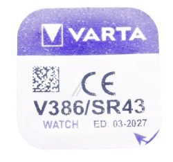V386 SR43 KNOOPCEL 1,55V-105MA. 11,6X4,2MM. ZILVEROXIDE VARTA