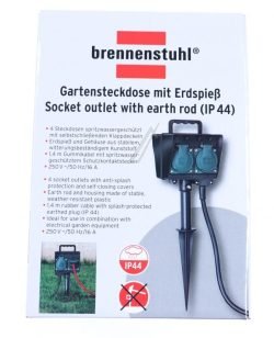 1154440 TUINCONTACTDOOS / BUITENCONTACTDOOS 4-VOUDIG MET AARDINGSPIN, 1,4M KABEL ZWART