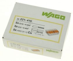 221-415 COMPACTE 5-ADER VERBINDINGSKLEM TOT 4MM², VPE 25 STUKS