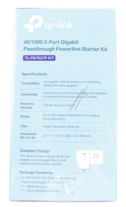 AV1000 TL-PA7027P KIT POWERLINE ADAPTER, 1000MBIT/S, STOPCONTACT, KIT